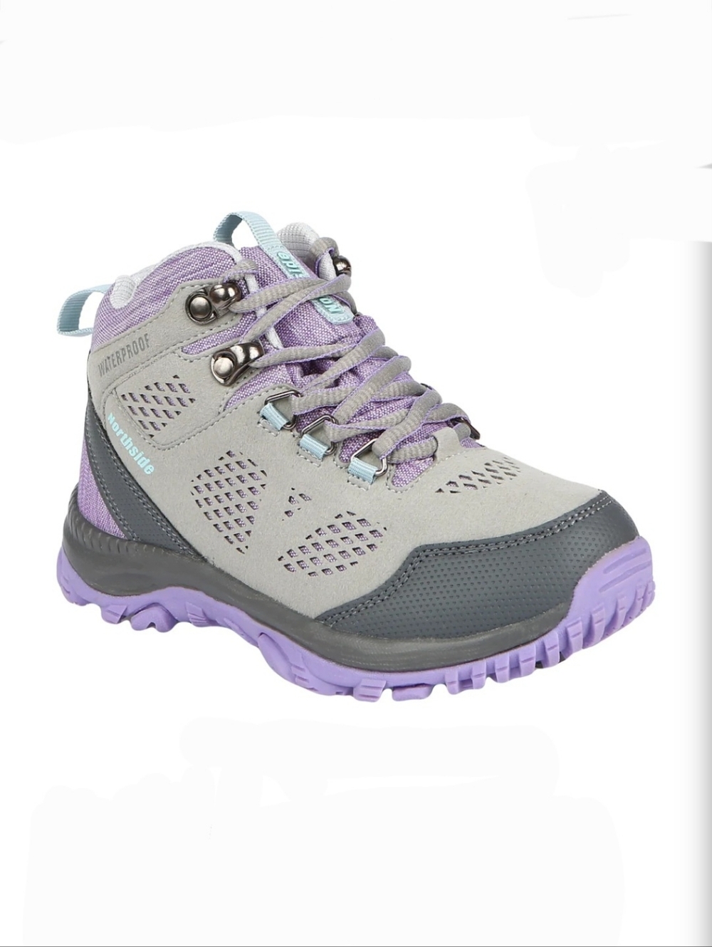 Northside Kid's Benton Mid Gray Lilac Waterproof Hiking Boot Size 2